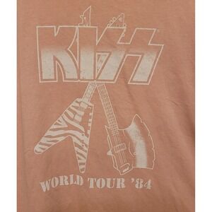 Kiss World‎ Tour '84 T-Shirt Womens Size XL Pink 100% Cotton